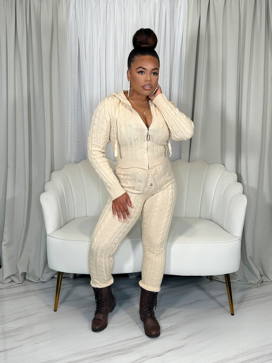 トップス andmary Aniya fluffy knit set beige ANDMARY】Aniya fluffy knit set