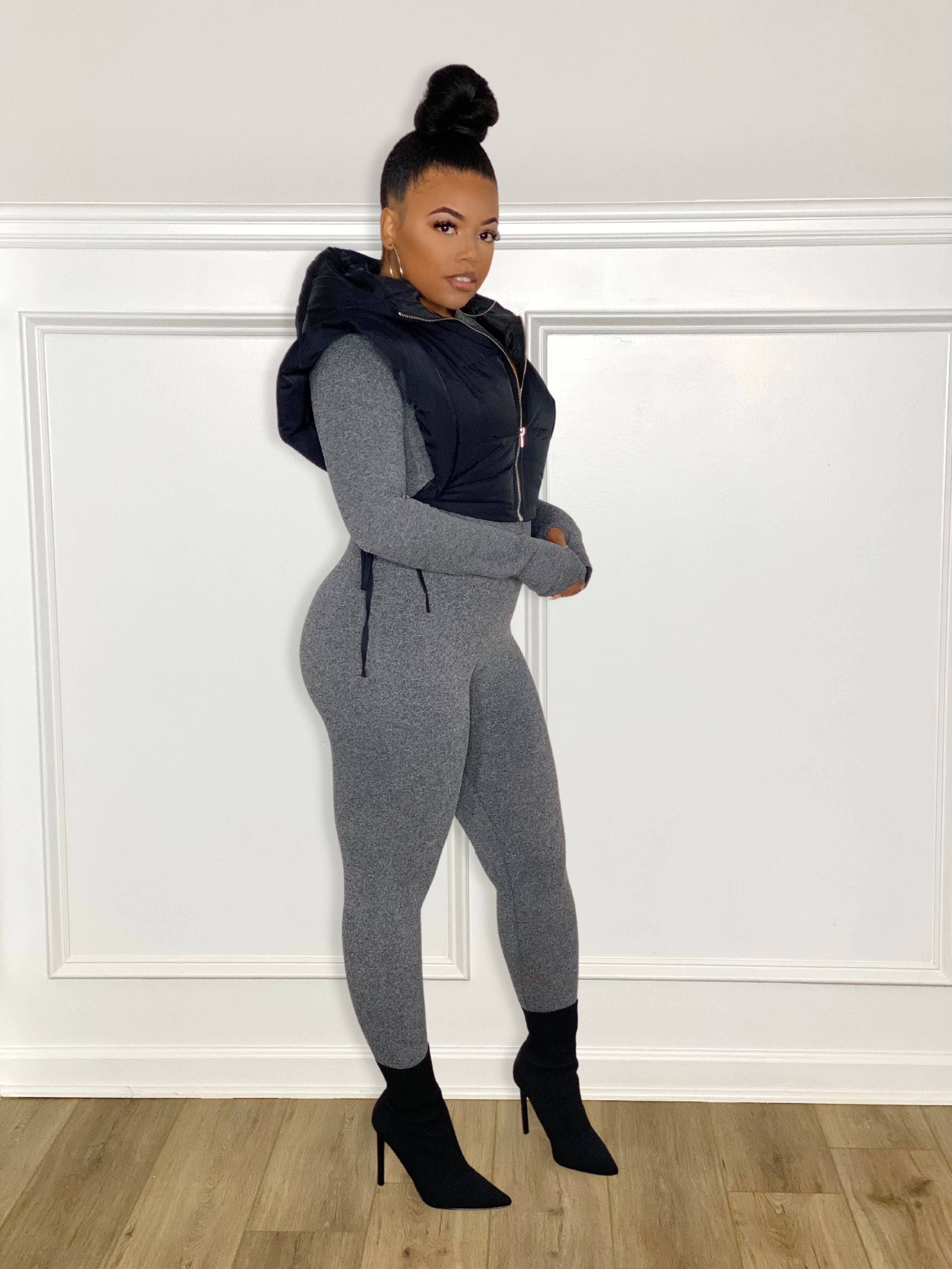 black puffer vest