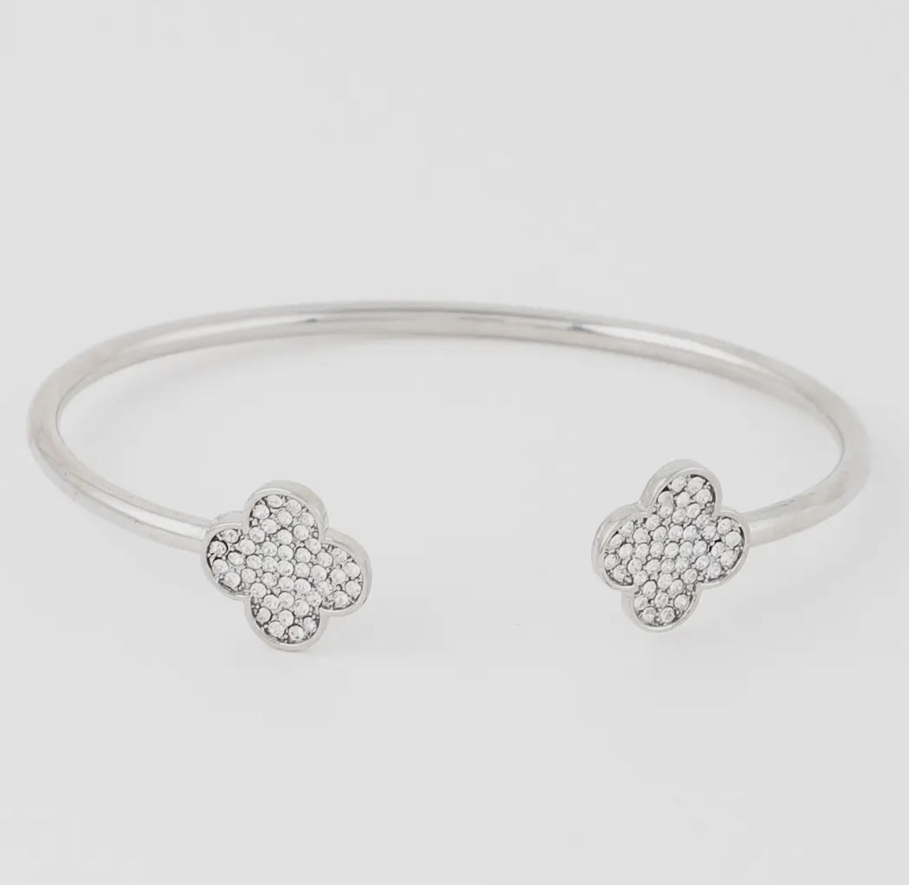 silver open clover bracelet