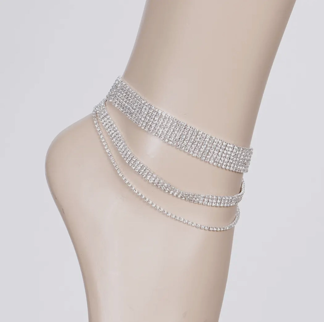 silver rhinestone ankle bracelet