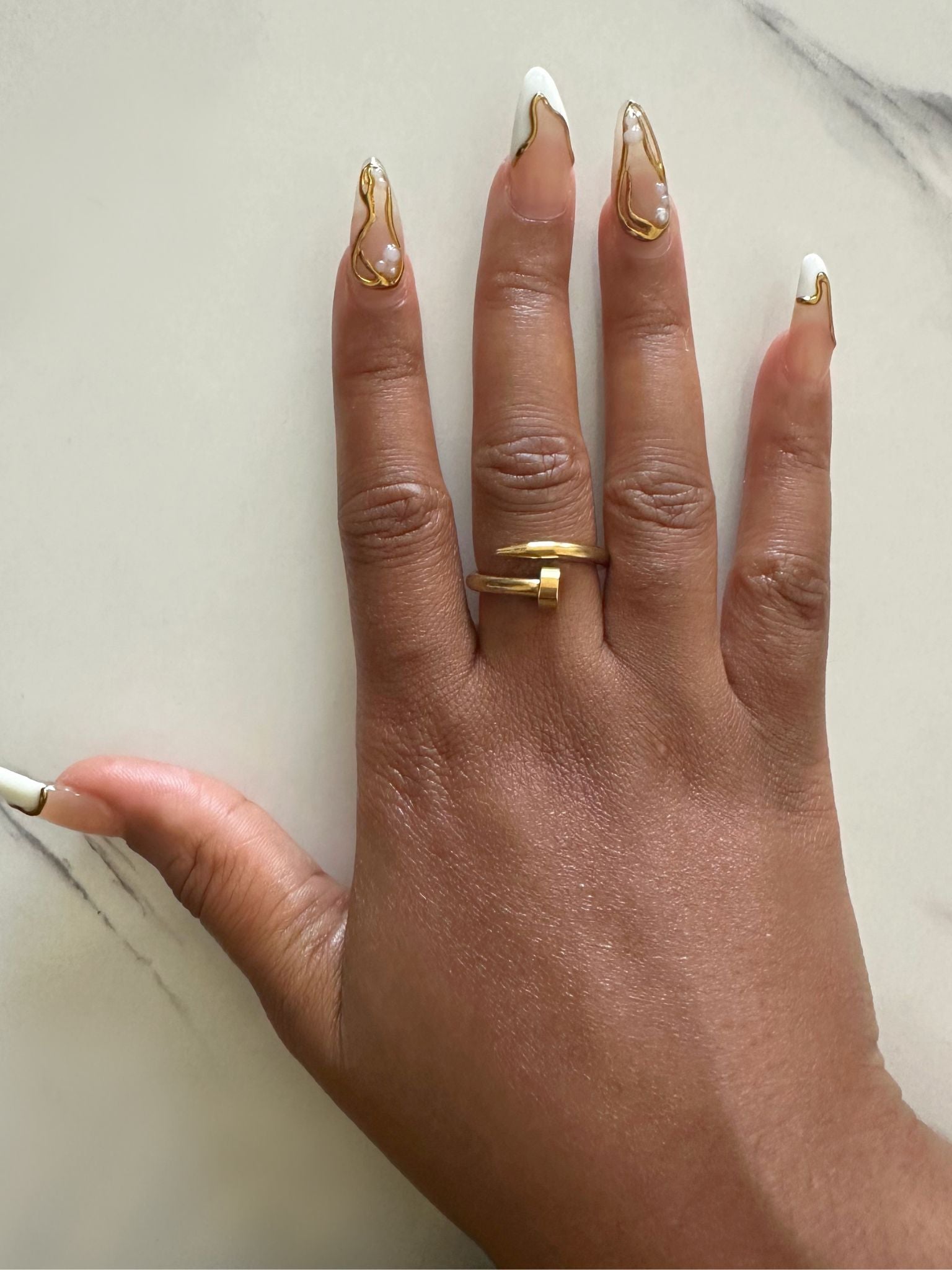 gold spiral nail ring – sculptural statement ring for women by KASH Queen